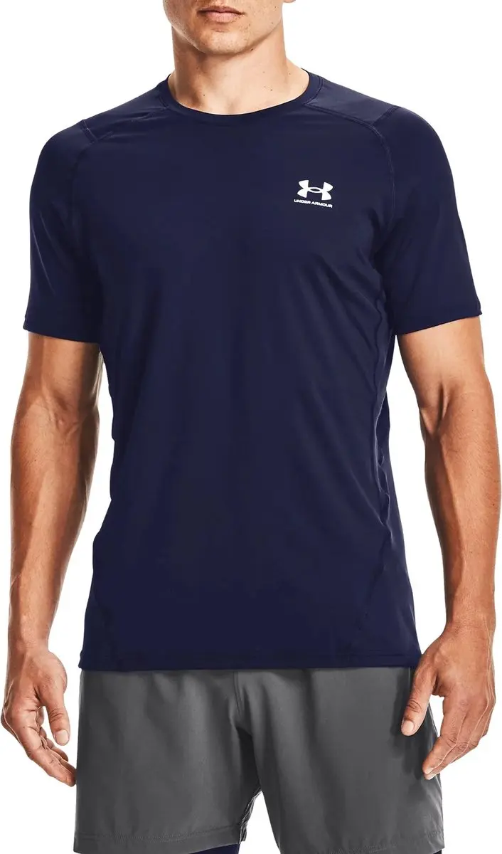 Under Armour HG Armour Fitted SS Heren Sportshirt - Midnight Navy/Wit