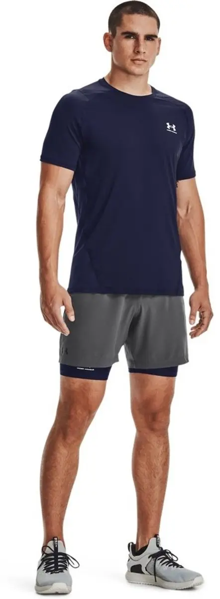 Under Armour HG Armour Fitted SS Heren Sportshirt - Midnight Navy/Wit