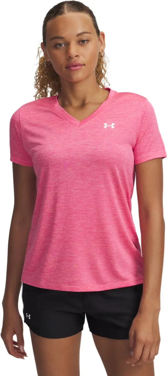 Under Armour Tech SSV Twist Dames Sportshirt - Roze/Wit XL