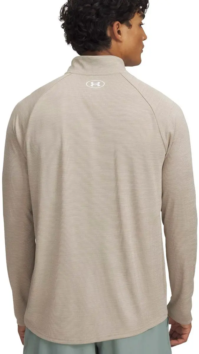 Under Armour UA Tech Textured 1/2 Zip Heren - City Khaki/Wit