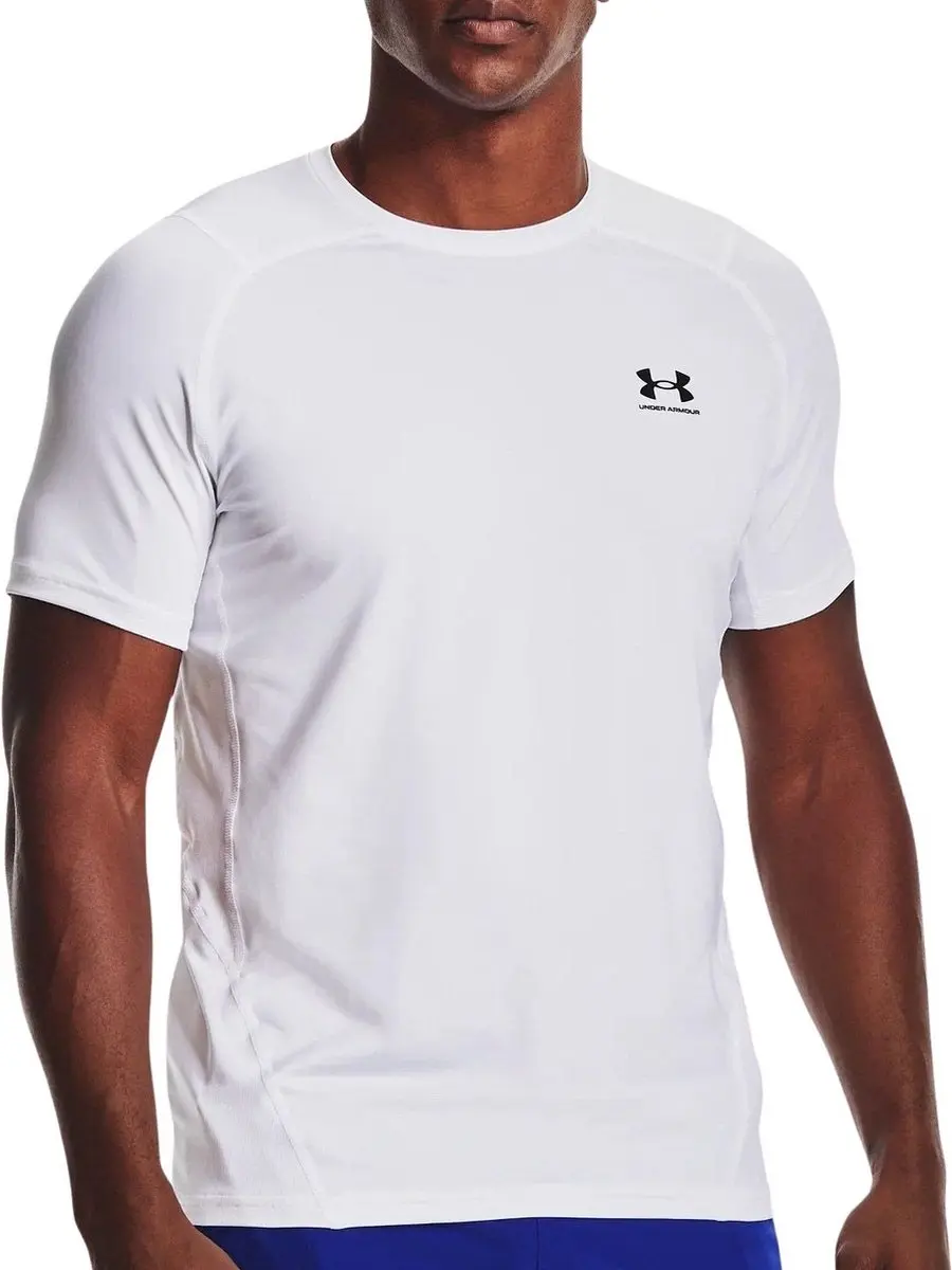 Under Armour HG Armour Fitted SS Heren Sportshirt - Wit/Zwart - XXL