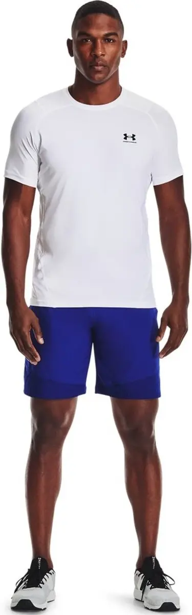 Under Armour HG Armour Fitted SS Heren Sportshirt - Wit/Zwart - XXL