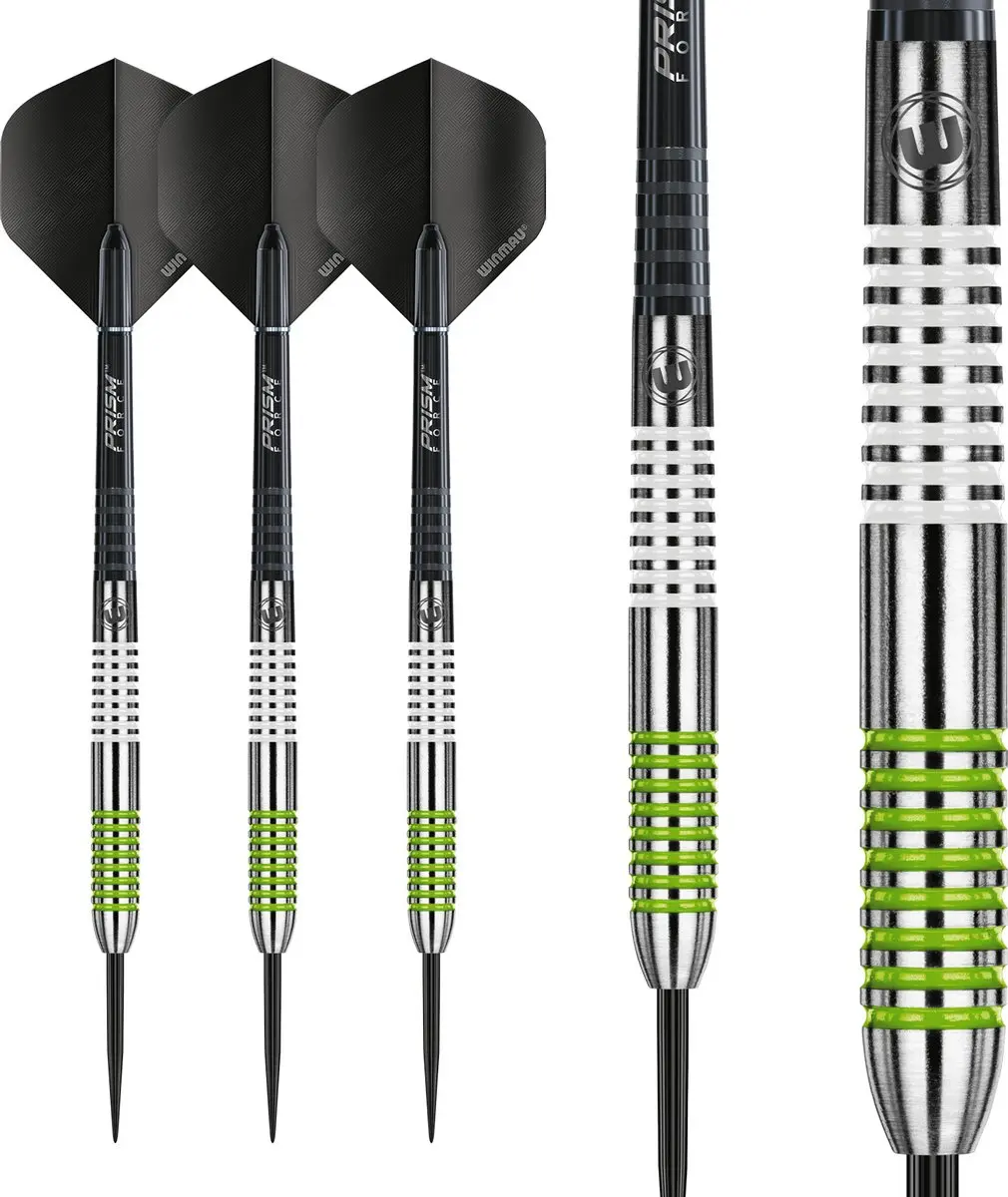 Winmau Ton Machine Dartpijlen 25g - 3 Stuks - Zwart/Groen