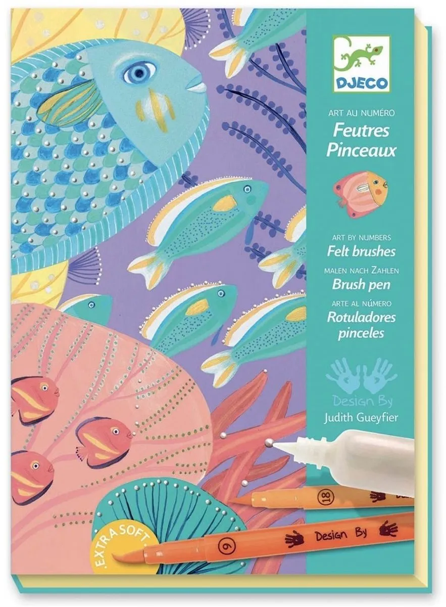 Djeco Kleuren Op Nummer Onder Zee - 4 Puzzels - Multicolor