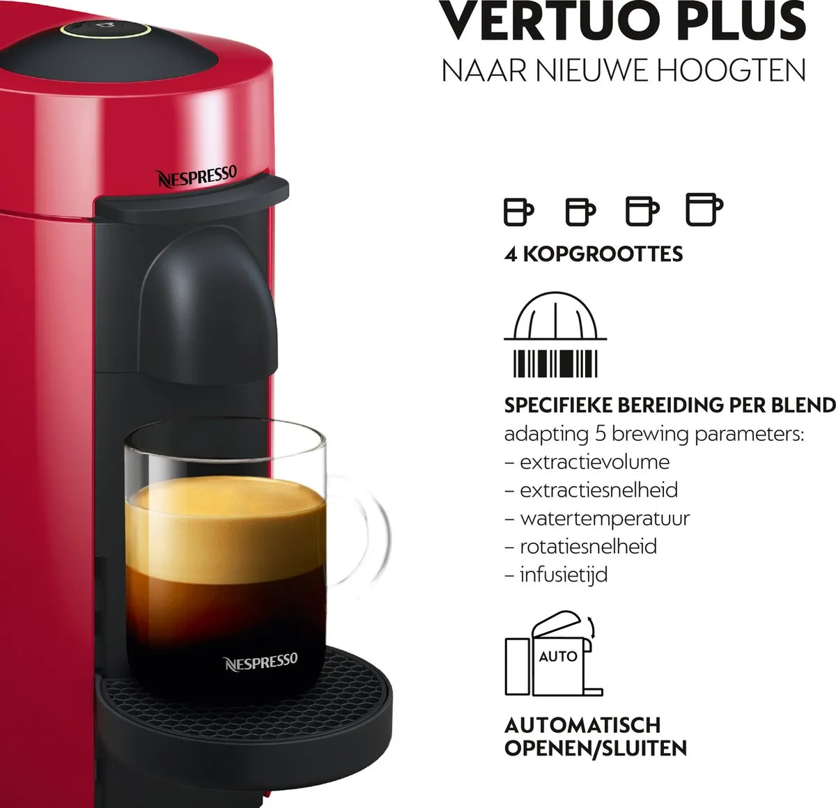 Magimix Nespresso Vertuo Plus 11389 - Koffiezetapparaat - 1260W - Rood