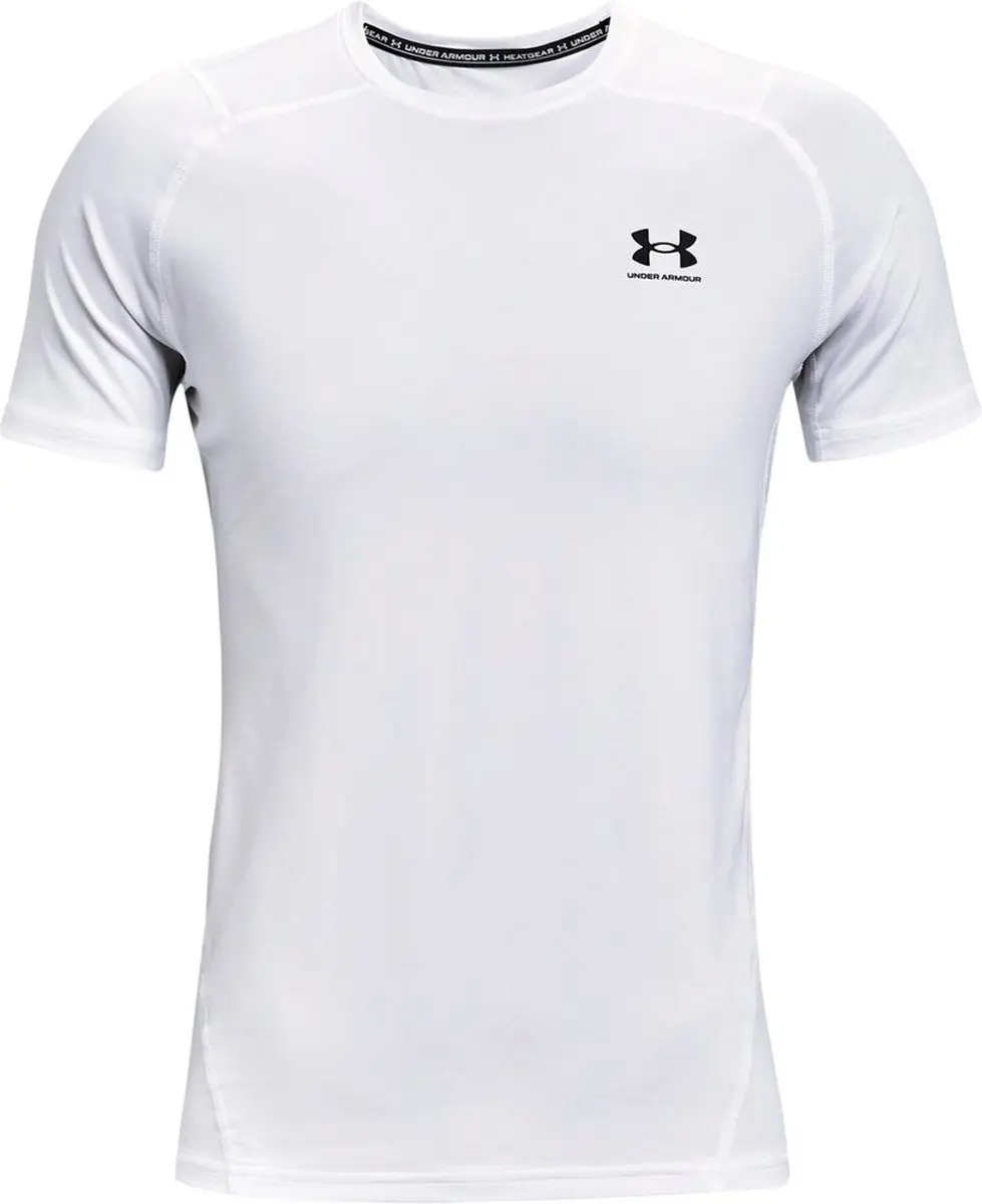 Under Armour HG Armour Fitted SS Heren Sportshirt - Wit/Zwart