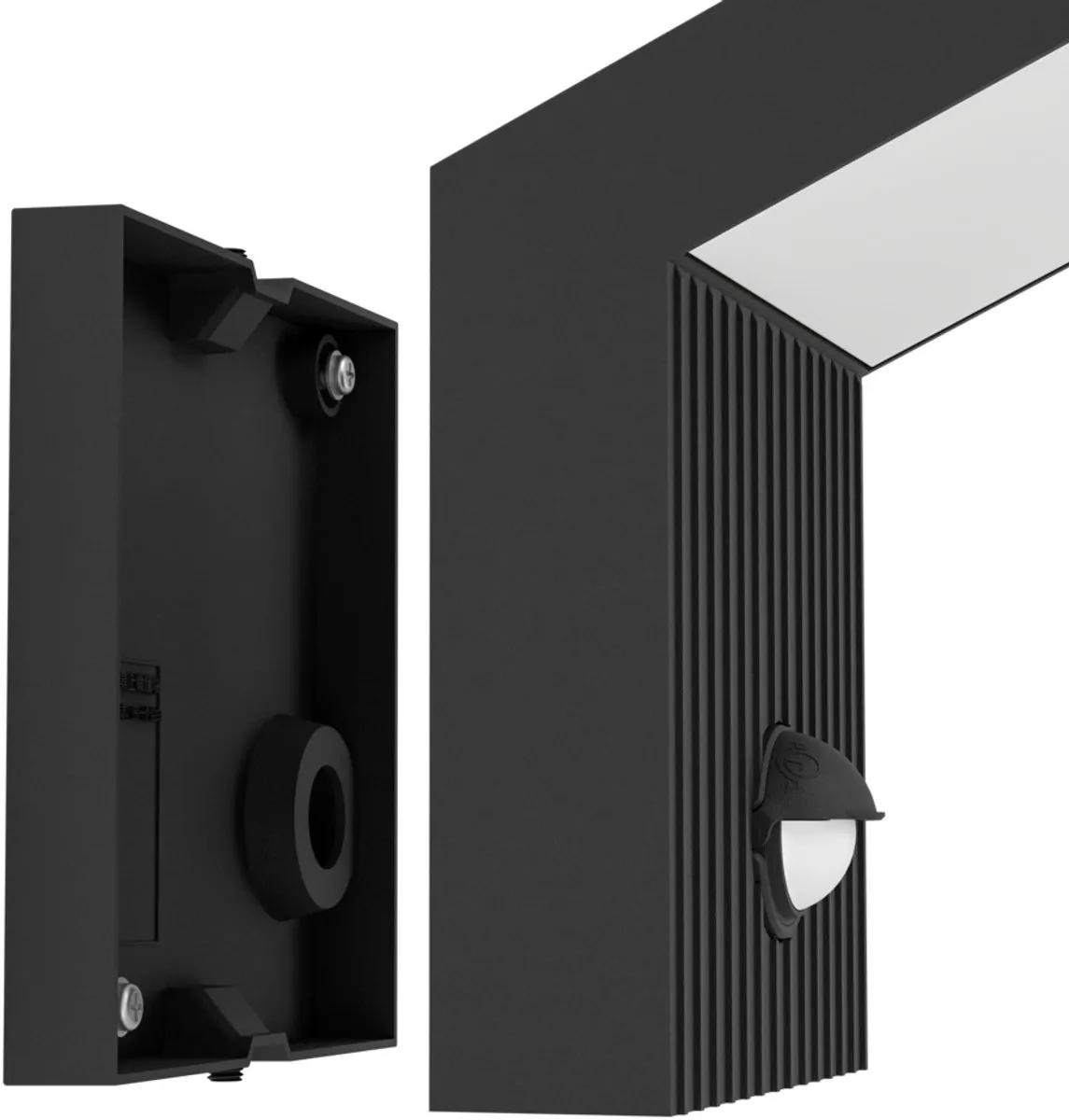 Eglo Grottazzolina Wandlamp Buiten Sensor LED 17.5cm - Zwart/Melkkleurig