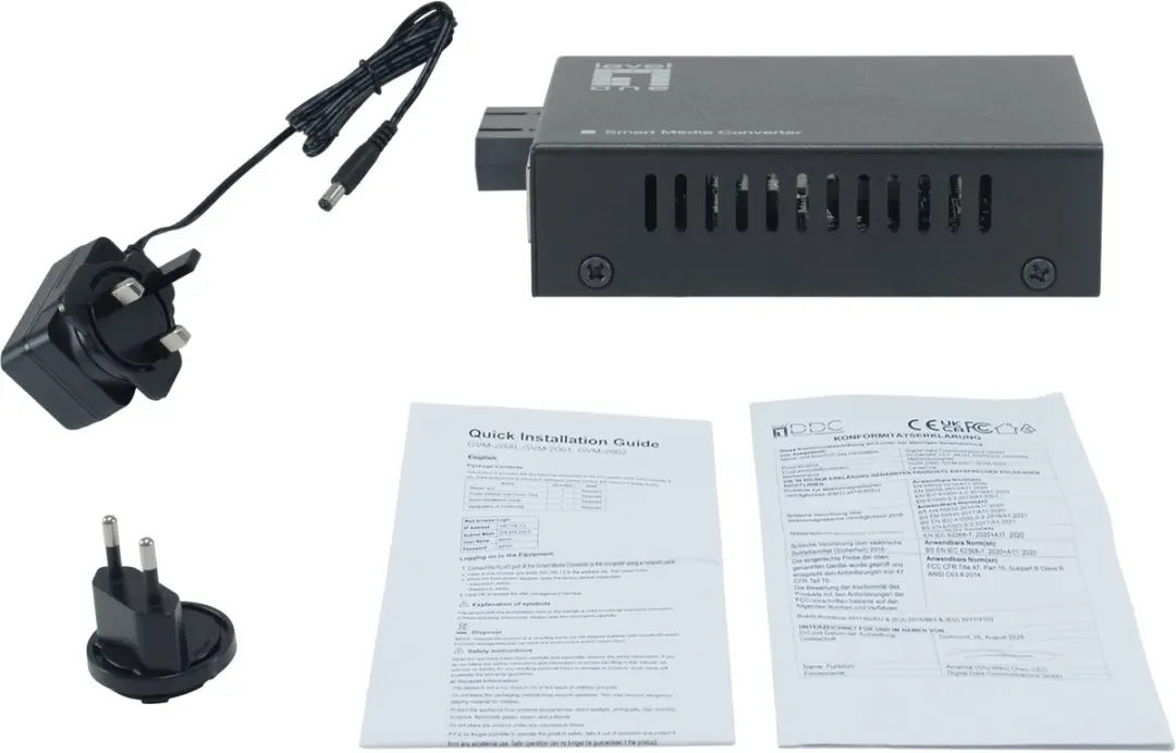 LevelOne GVM-2002 Netwerk Media Converter 1000Mbit - Zwart