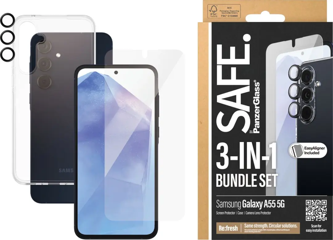PanzerGlass Edge2Edge Glas + Hoes + Lensset - Samsung Galaxy A55 5G