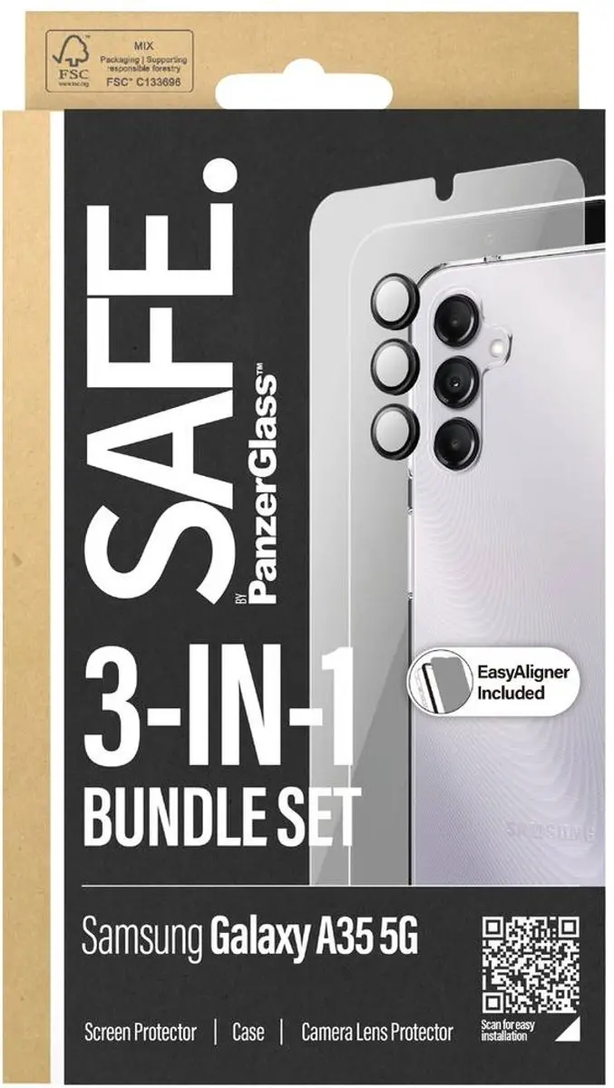 PanzerGlass Edge2Edge Glas + Hoes + Lensset - Samsung Galaxy A55 5G