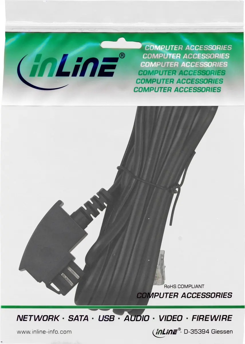 InLine TAE-N naar RJ11 Kabel 3m - Zwart