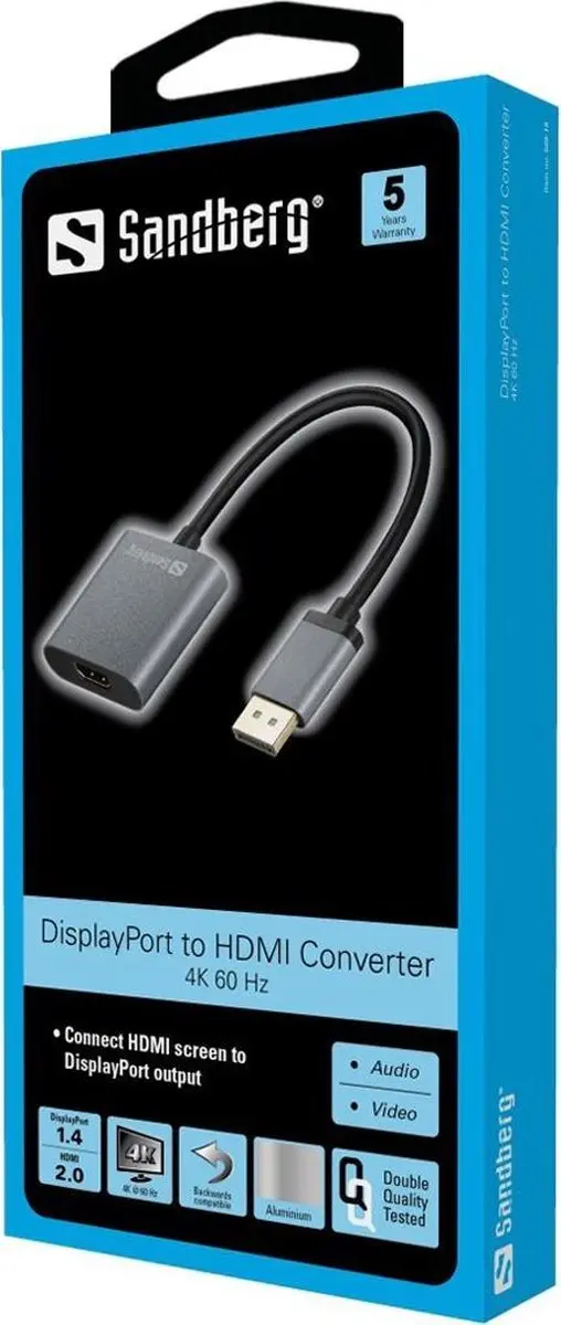 Sandberg 509-19 Adapter DP1.4 naar HDMI2.0 4K60 - Aluminium