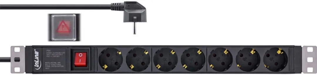 InLine 16411S 19 Contactdoos 7-voudig - 2m - Zwart