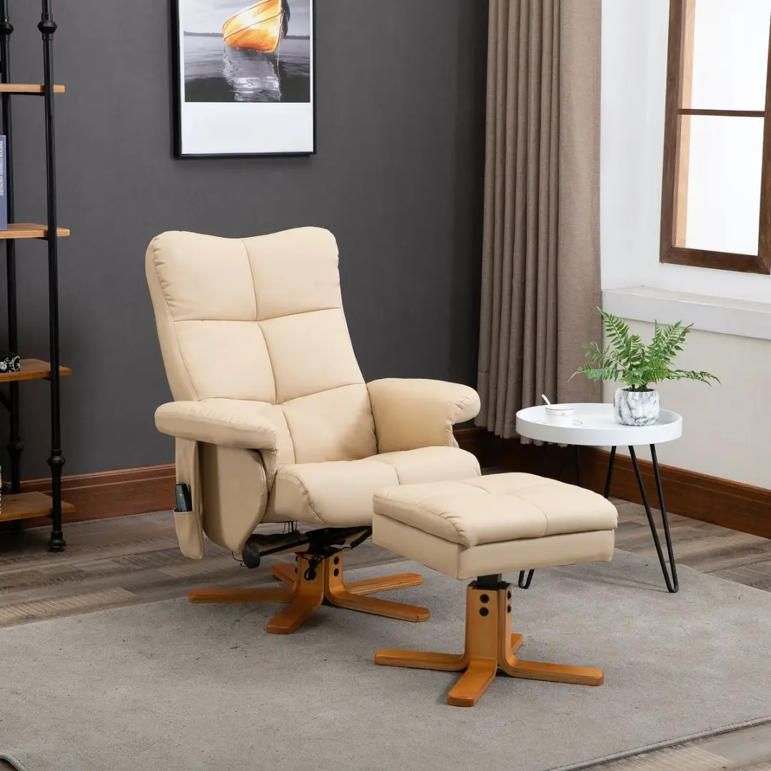 Homcom Massage Relaxfauteuil - 86x80x99cm - Crème
