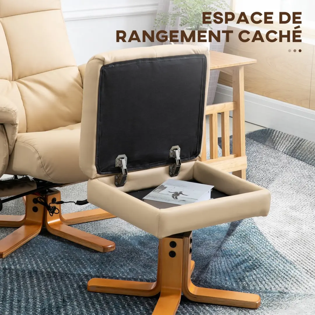 Homcom Massage Relaxfauteuil - 86x80x99cm - Crème