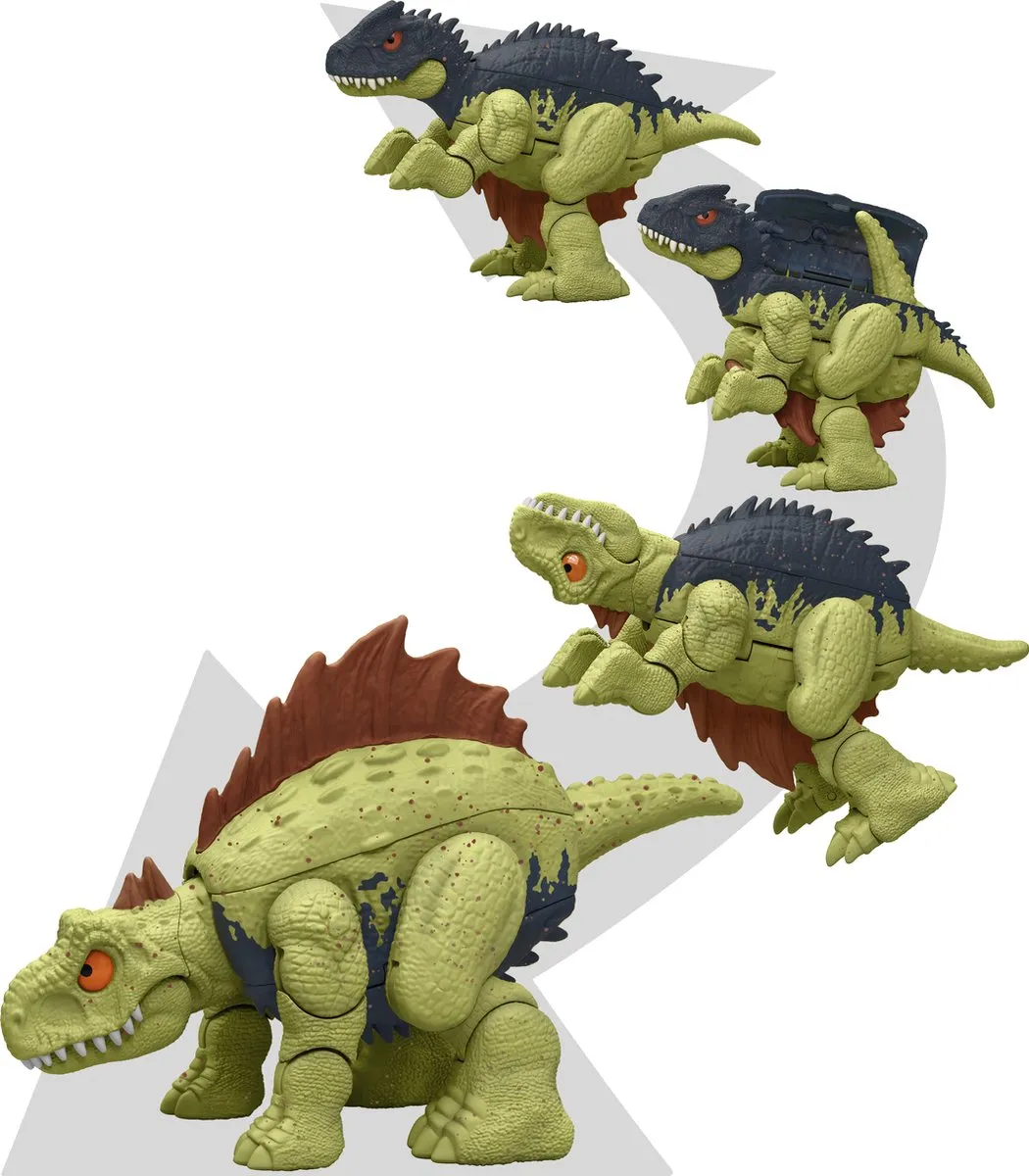 Mattel Jurassic World Fierce Changers HVB20 Allosaurus & Dimetrodon - Bruin/ Groen