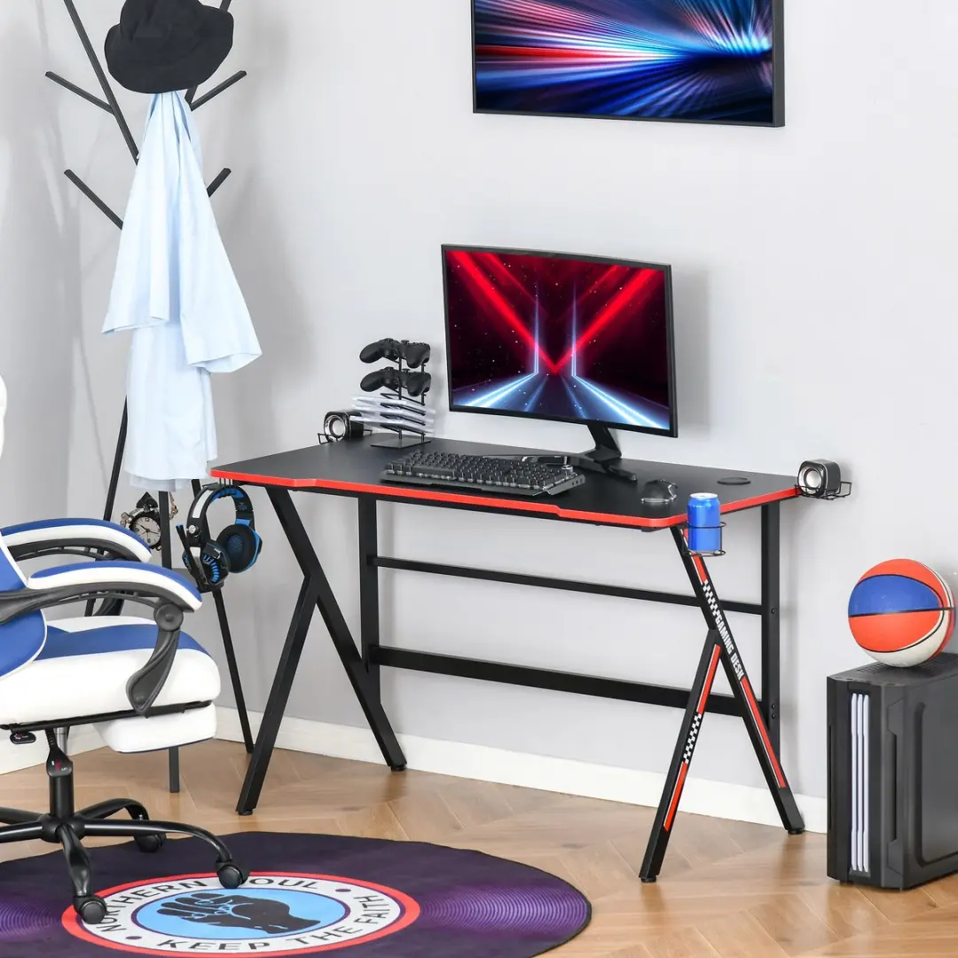 Homcom Gaming Bureau 120x60x76cm - Zwart/Rood