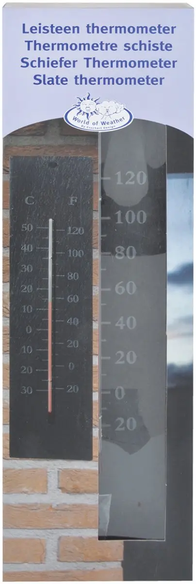Esschert Design Thermometer Leisteen 10x1,5x45cm - Celsius/Fahrenheit - afbeelding 3 van 5
