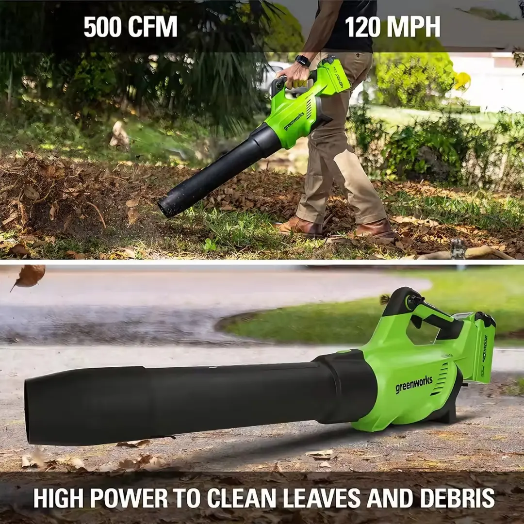 Greenworks 40V BLF442 Bladblazer - 500 CFM - 120 km/u - Zuigen/Blazen/Versnipperen