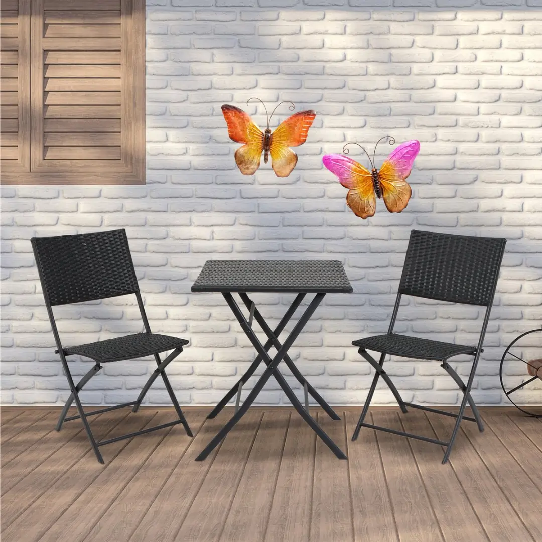 Anna's Collection Vlinder Wanddecoratie Metaal - 2x 32x24cm - Roze/Oranje
