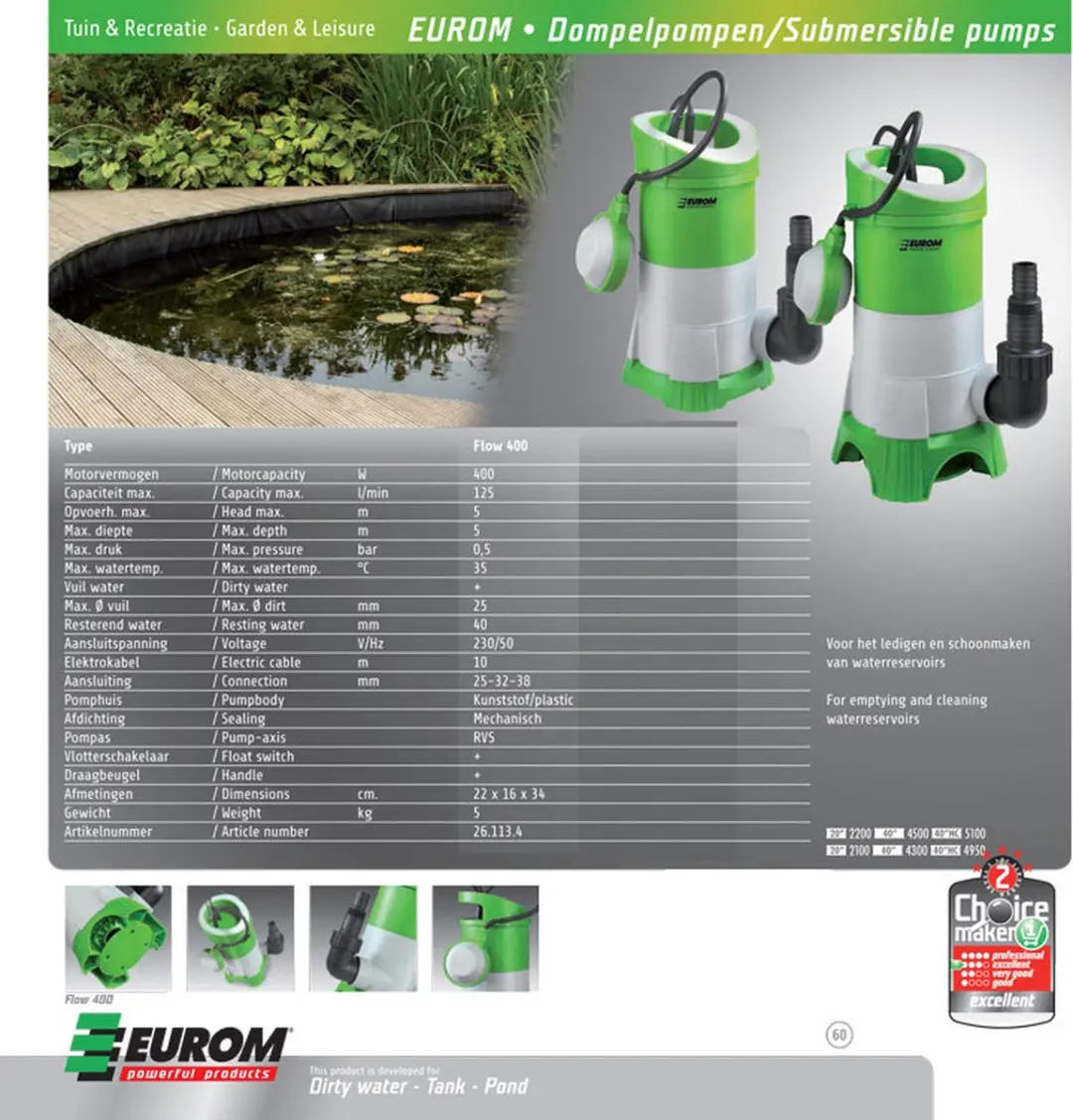 Eurom Flow 400 Vuilwaterpomp 400W