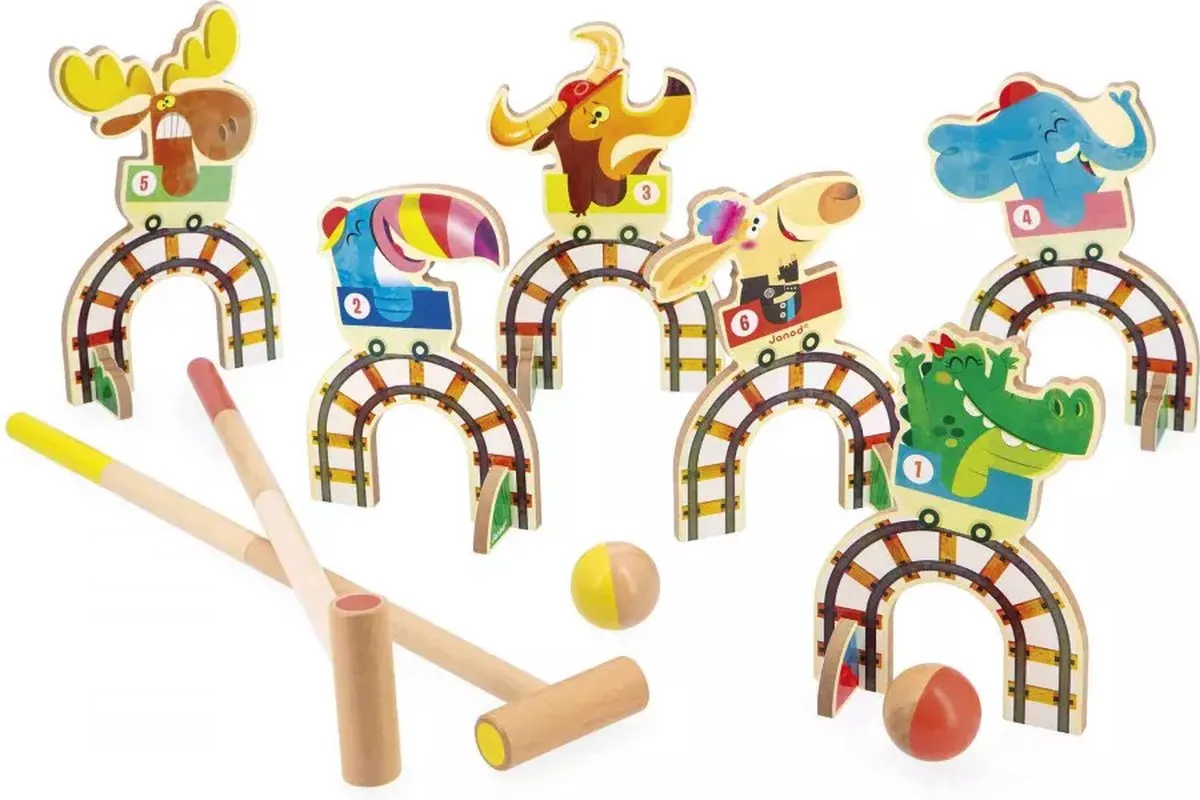 Janod Applepop Croquet Achtbaan Spel - 6 Hoepels 2 Hamertjes