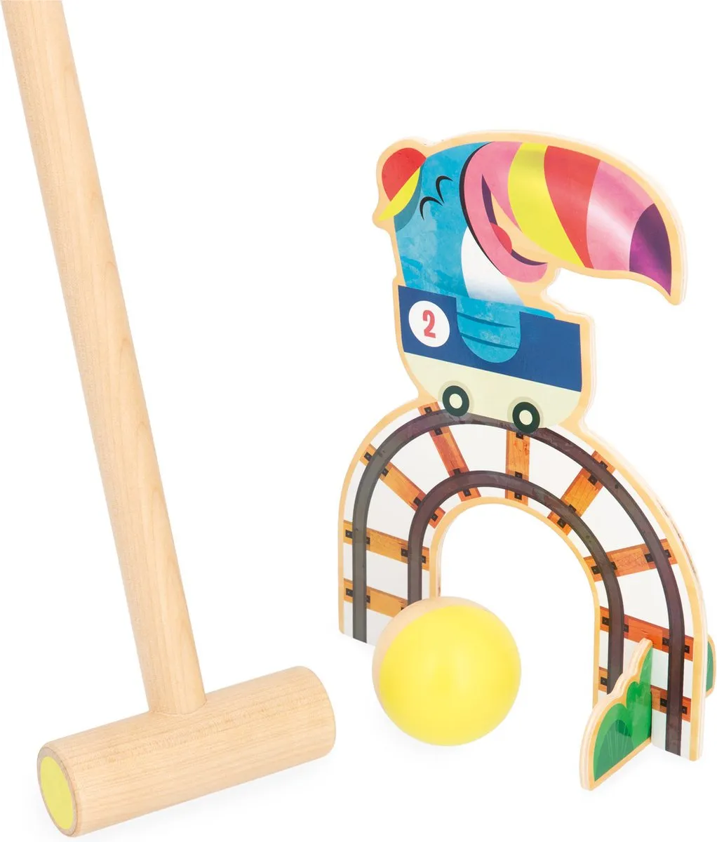 Janod Applepop Croquet Achtbaan Spel - 6 Hoepels 2 Hamertjes - afbeelding 6 van 6
