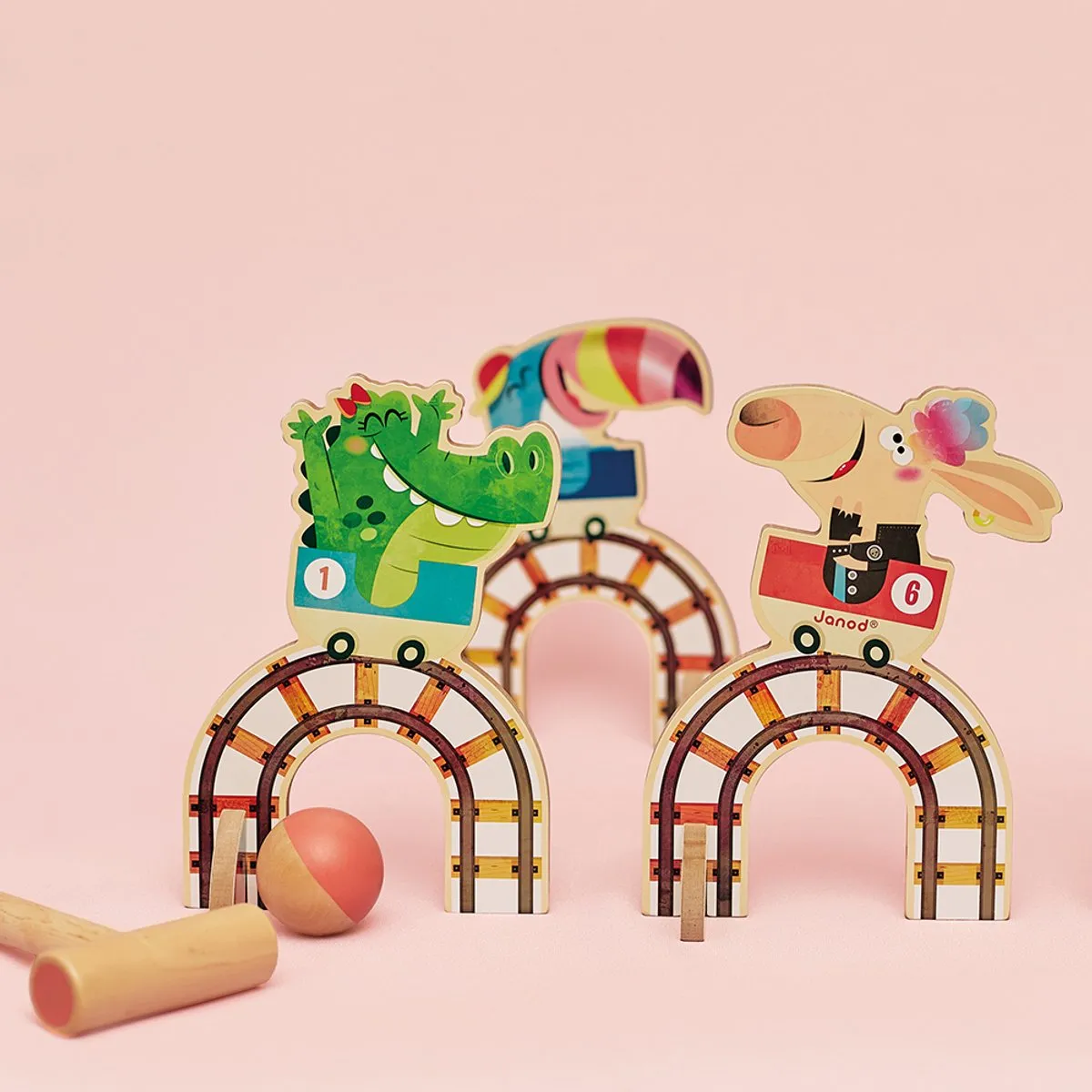 Janod Applepop Croquet Achtbaan Spel - 6 Hoepels 2 Hamertjes