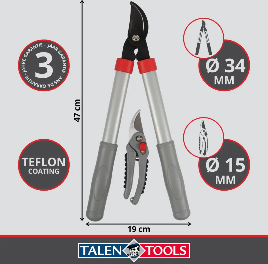 Talen Tools Takkenschaar & Snoeischaar - Koolstofstaal - 34mm