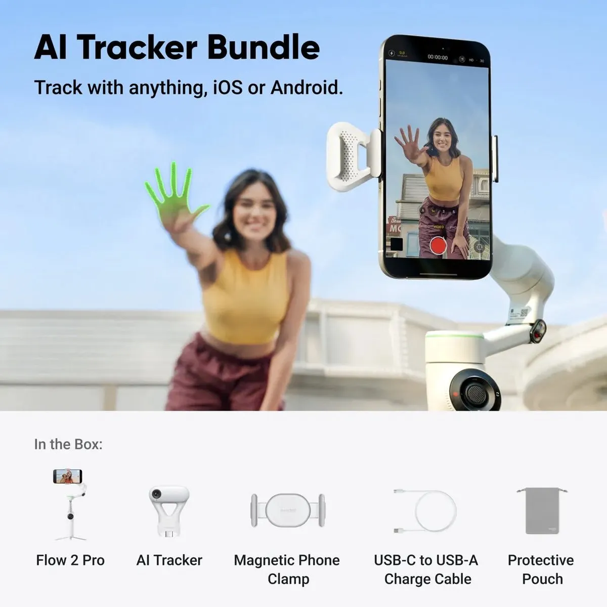 Insta360 Flow 2 Pro AI Tracker Bundle - Summit White