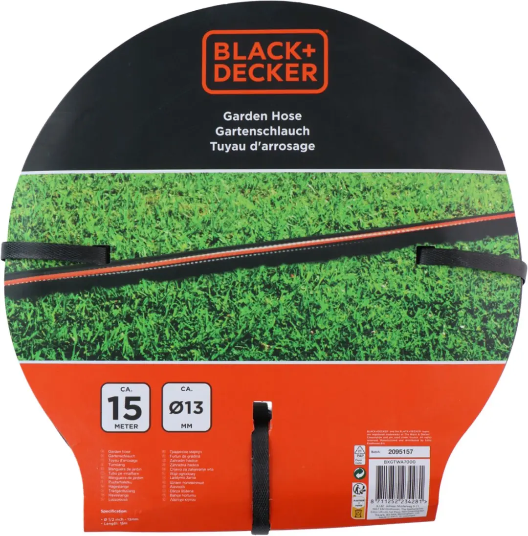 BLACK+DECKER Tuinslang 15m 13mm - Zwart/Oranje - afbeelding 6 van 6