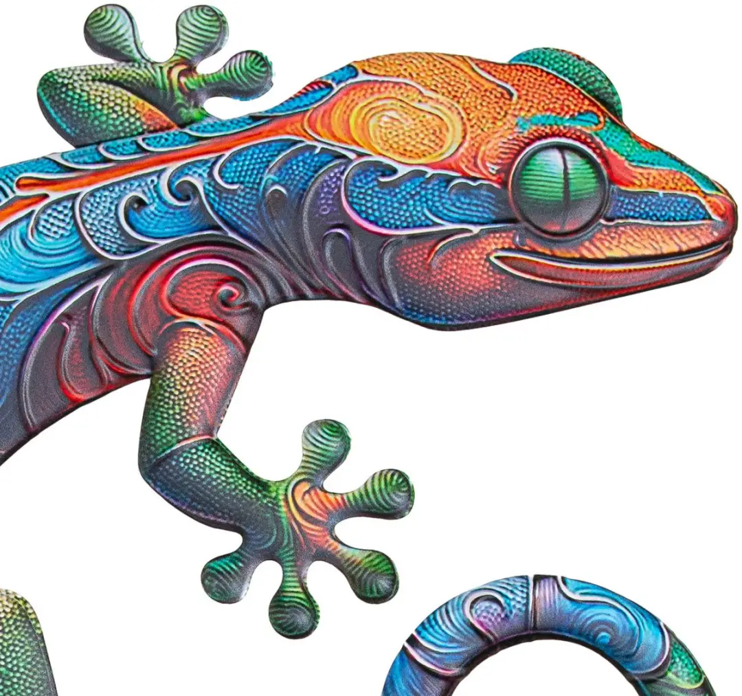 Anna's Collection Gecko Hagedis Wanddecoratie - 40x41cm - Metaal - Kleurenmix