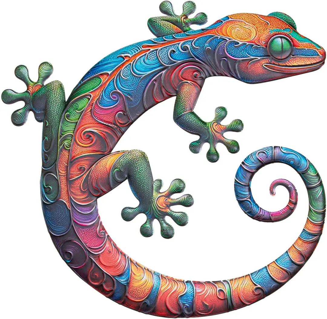 Anna's Collection Gecko Hagedis Wanddecoratie - 40x41cm - Metaal - Kleurenmix
