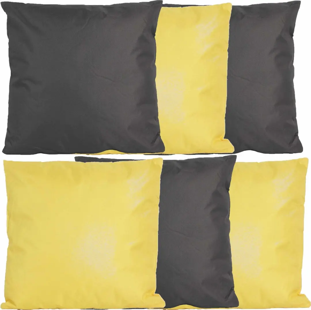 Anna's Collection Bankkussens 45x45cm - 6 Stuks - Geel/Antraciet Grijs