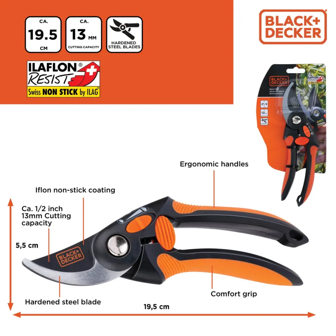 BLACK+DECKER Snoeischaar 13mm - Takkenschaar Zwart - afbeelding 6 van 6