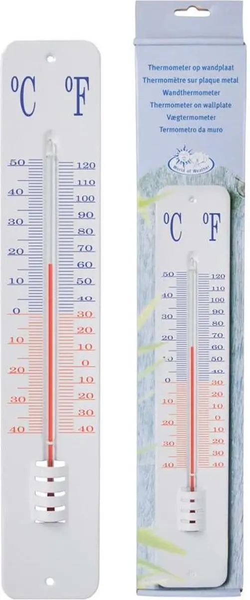 Esschert Design Thermometer Op Wandplaat - Wit