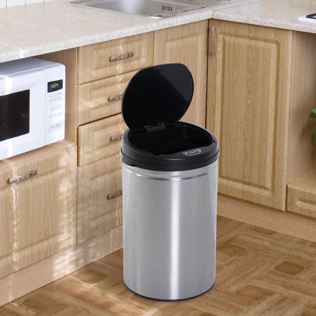Homcom Automatische Afvalemmer 30L - IR Sensor - Zilver