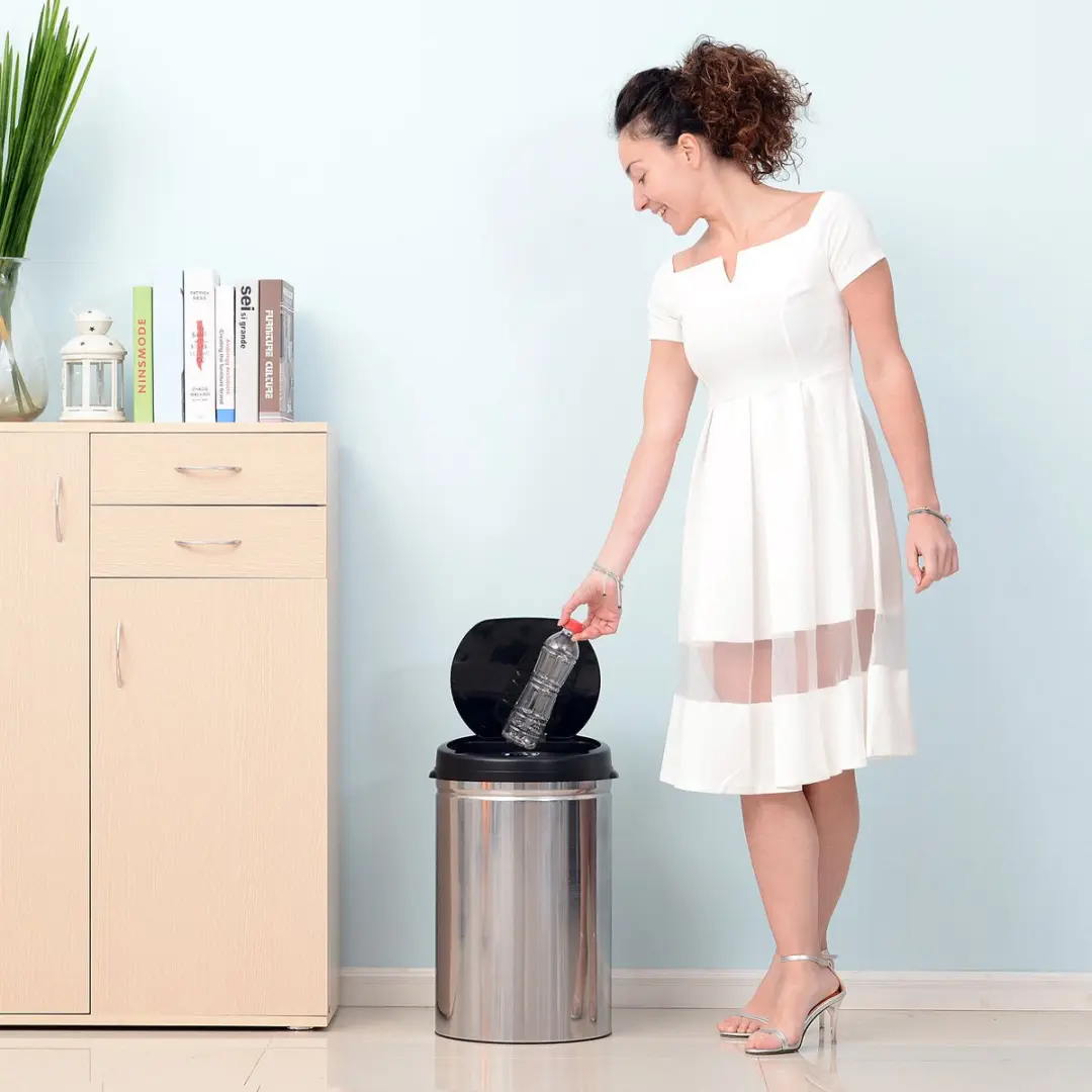 Homcom Automatische Afvalemmer 30L - IR Sensor - Zilver