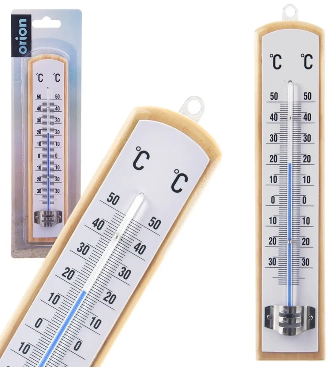 Orion Houten Buitenthermometer 21cm - Klassiek Design