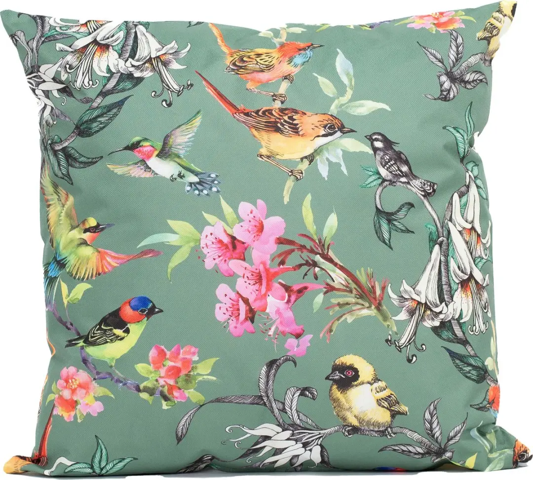 Anna's Collection Sierkussen Vogels Donkergroen 60x60cm - 3 Stuks