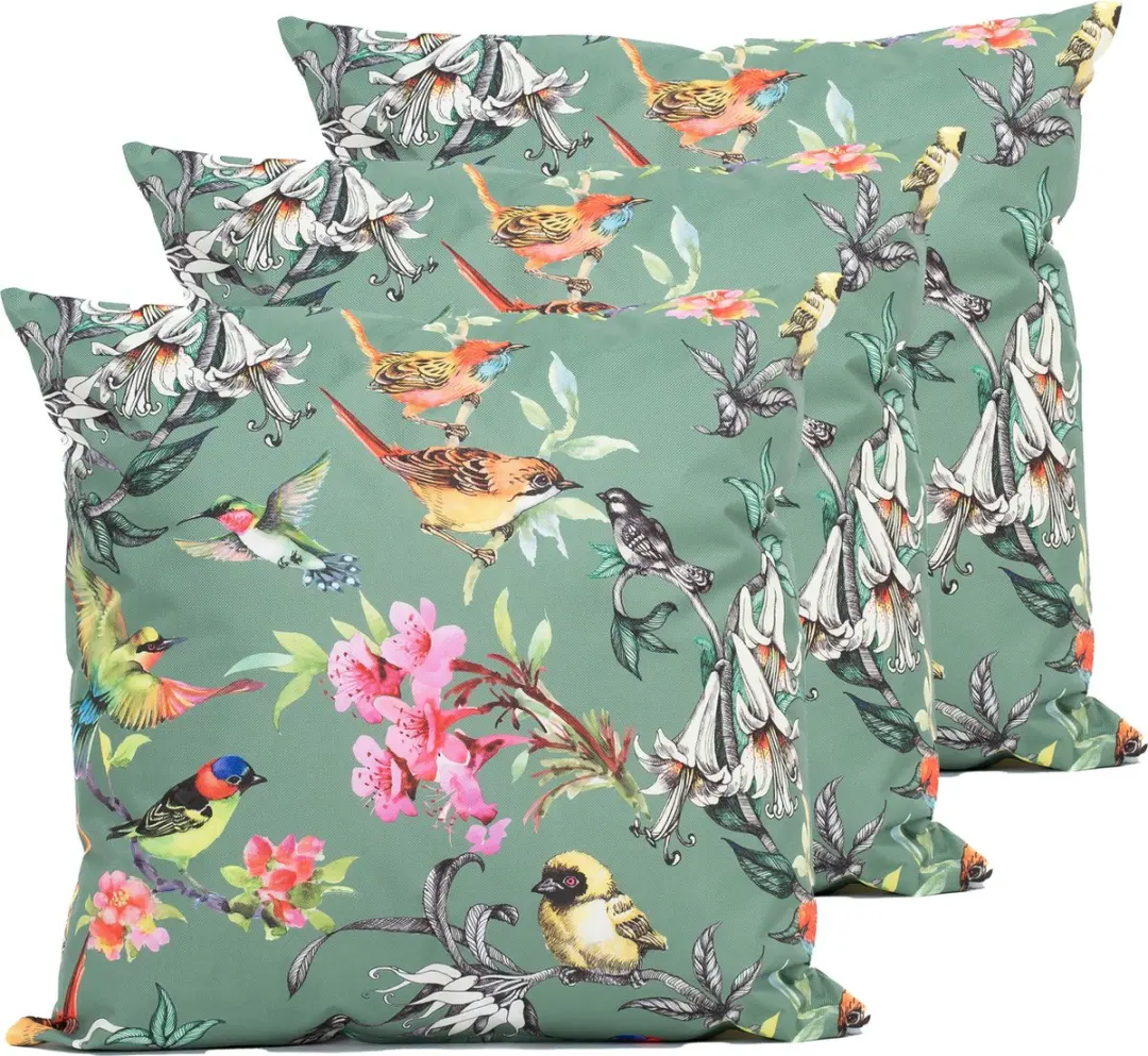 Anna's Collection Sierkussen Vogels Donkergroen 60x60cm