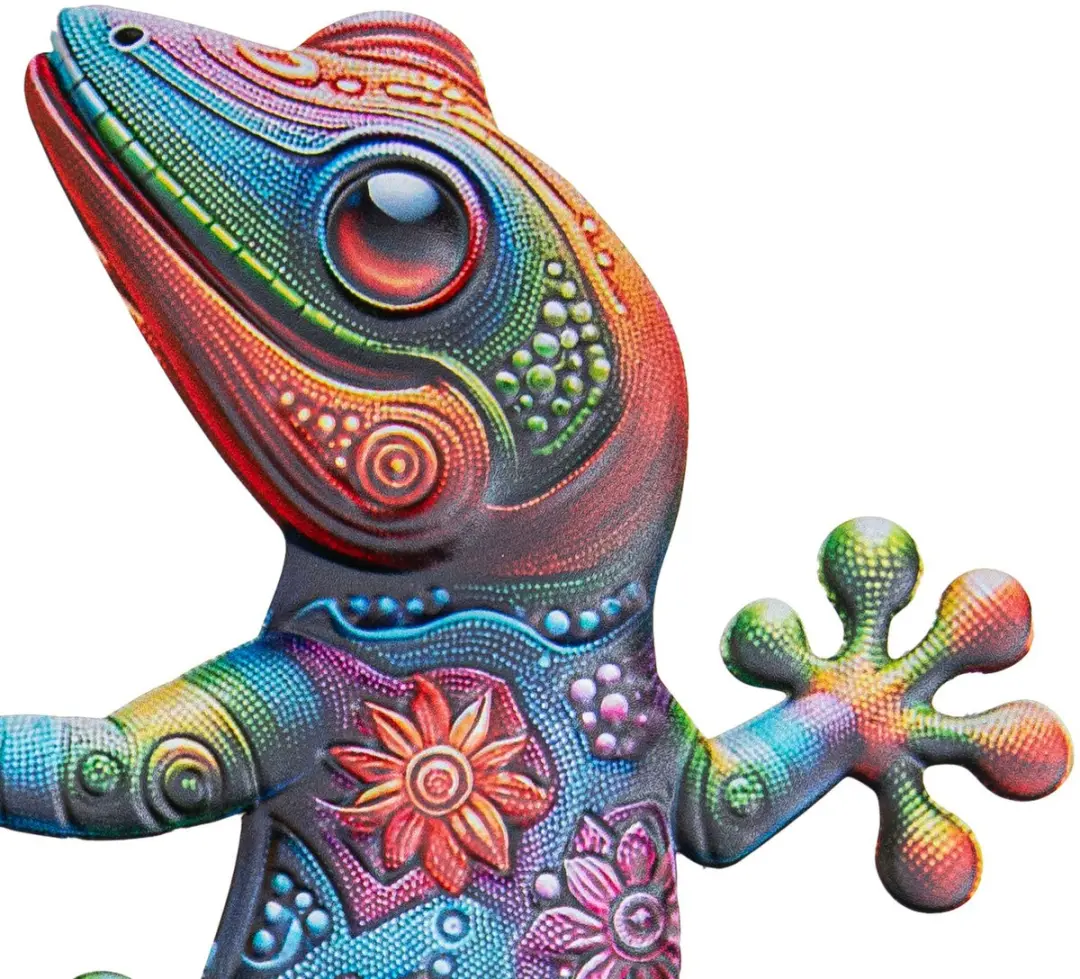 Anna's Collection Gecko Hagedis Wanddecoratie - 30x30cm Metaal Kleurmix