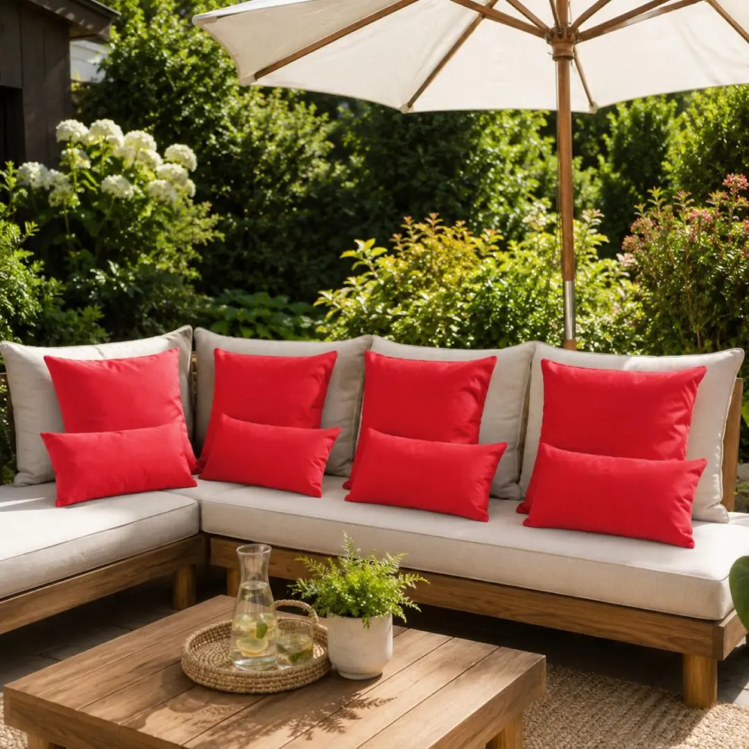 Anna's Collection Bank/Tuin Kussens Set 8-delig - Rood - afbeelding 6 van 6