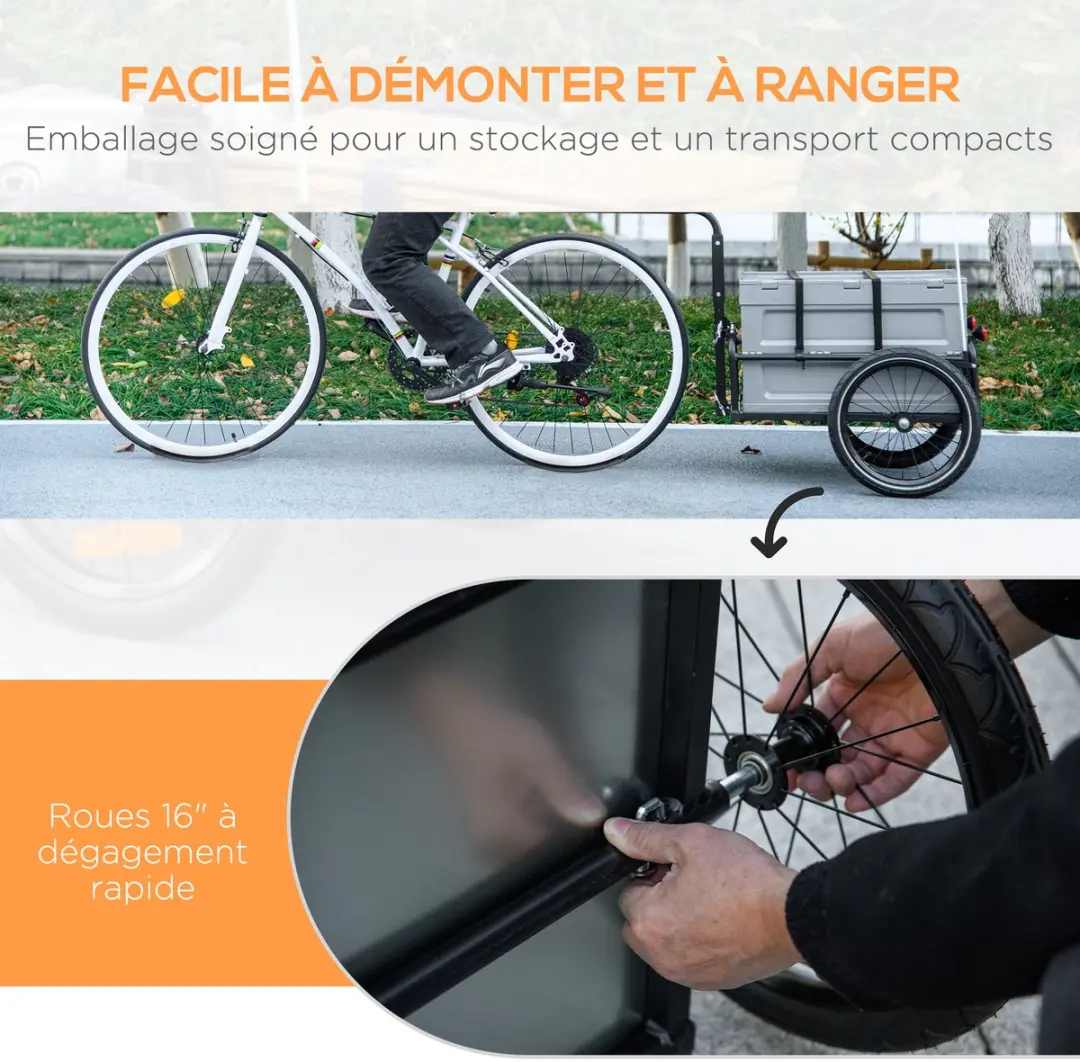 Homcom Fietskar - 65L - Grijs
