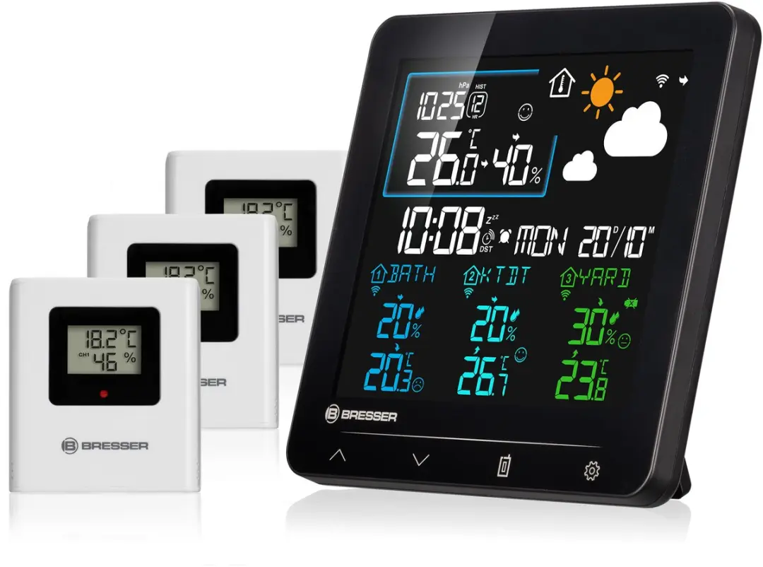 Bresser Quadro Individio Weerstation - 3 Sensoren - Zwart
