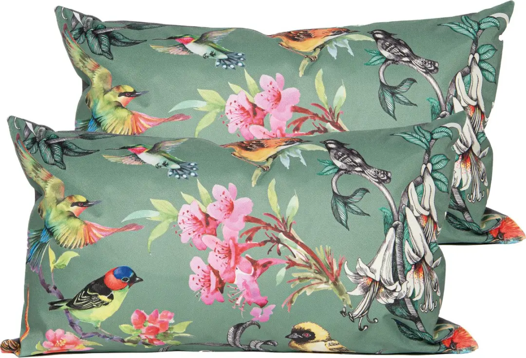 Anna's Collection Sierkussen Vogels Donkergroen 30x50cm