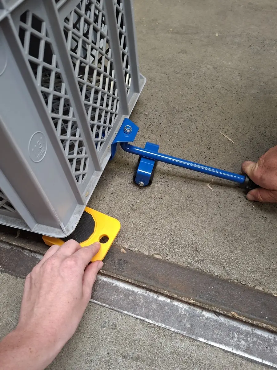 Kortpack Lift & Roll Set - 4 Rollers 150kg + Hefboom - Zwart/Geel/Blauw
