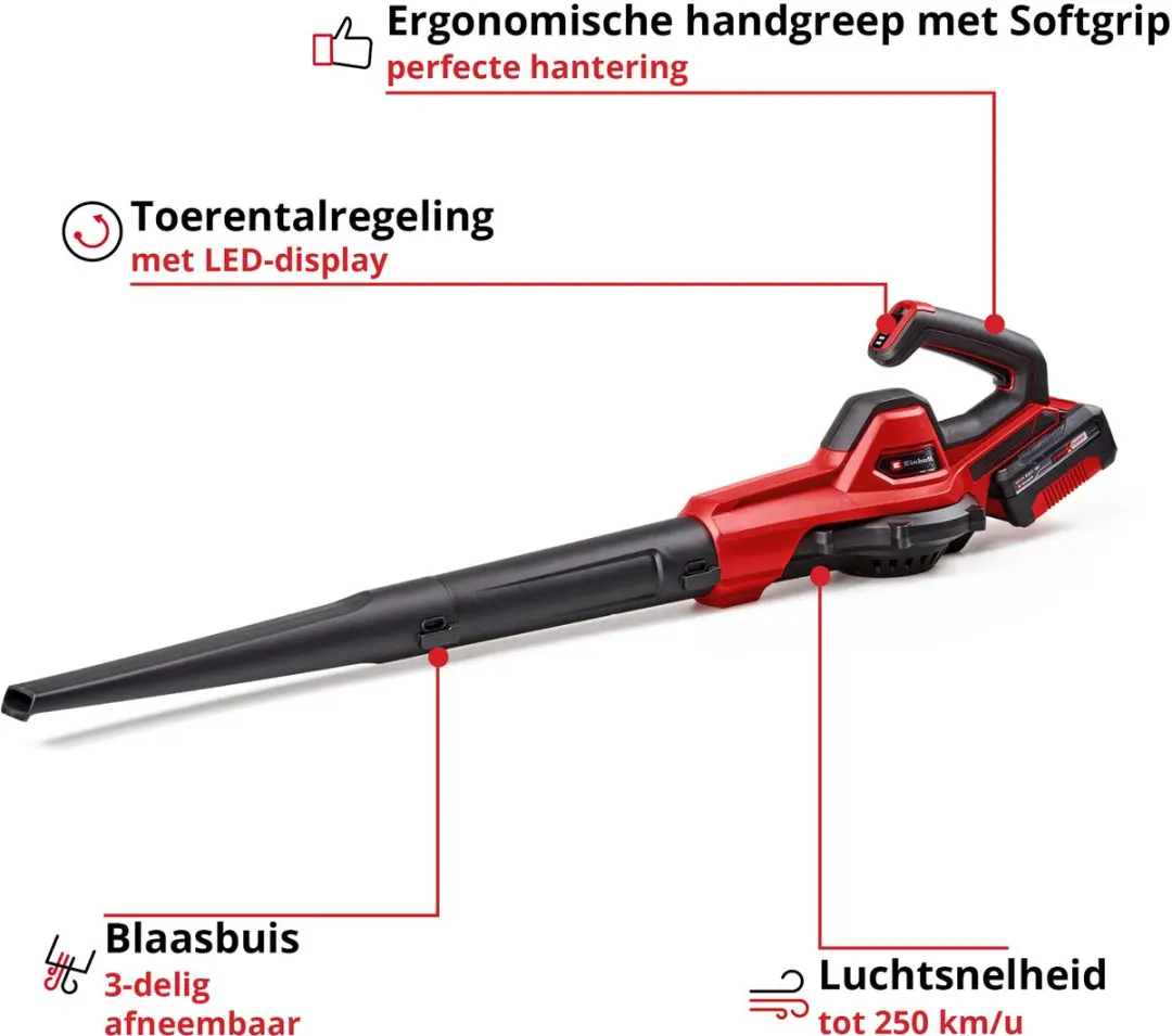 Einhell Accu Universele Blazer GE-UB 18/250 Li E Kit - 250 km/h - 4.0 Ah