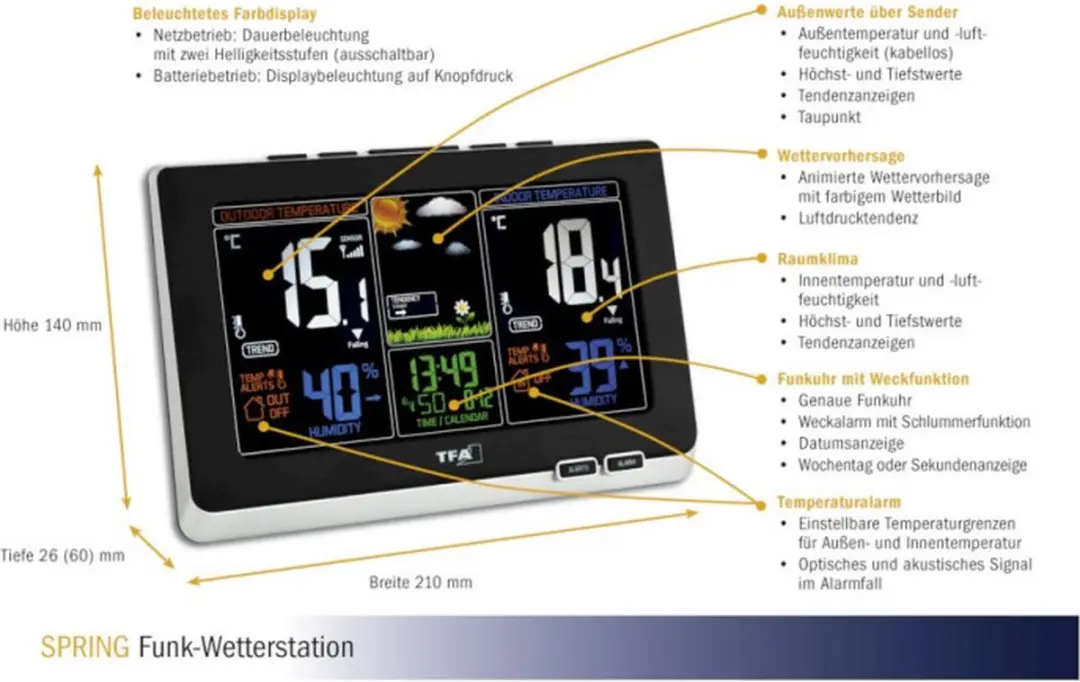 TFA Dostmann 35.1129.01 Digitaal Weerstation - Binnen/buiten - Zwart/Wit