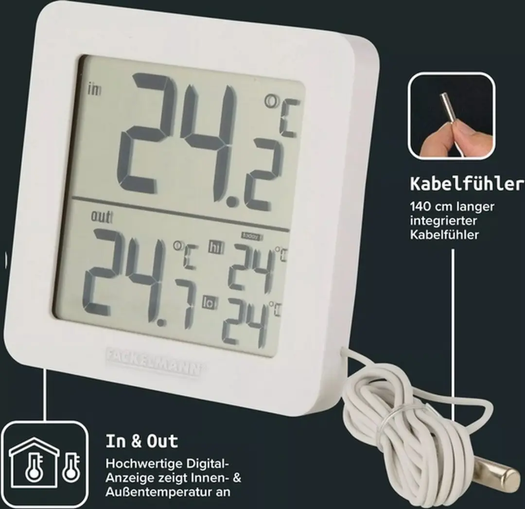 Fackelmann Tecno Thermo-/Hygrometer Klok Wit